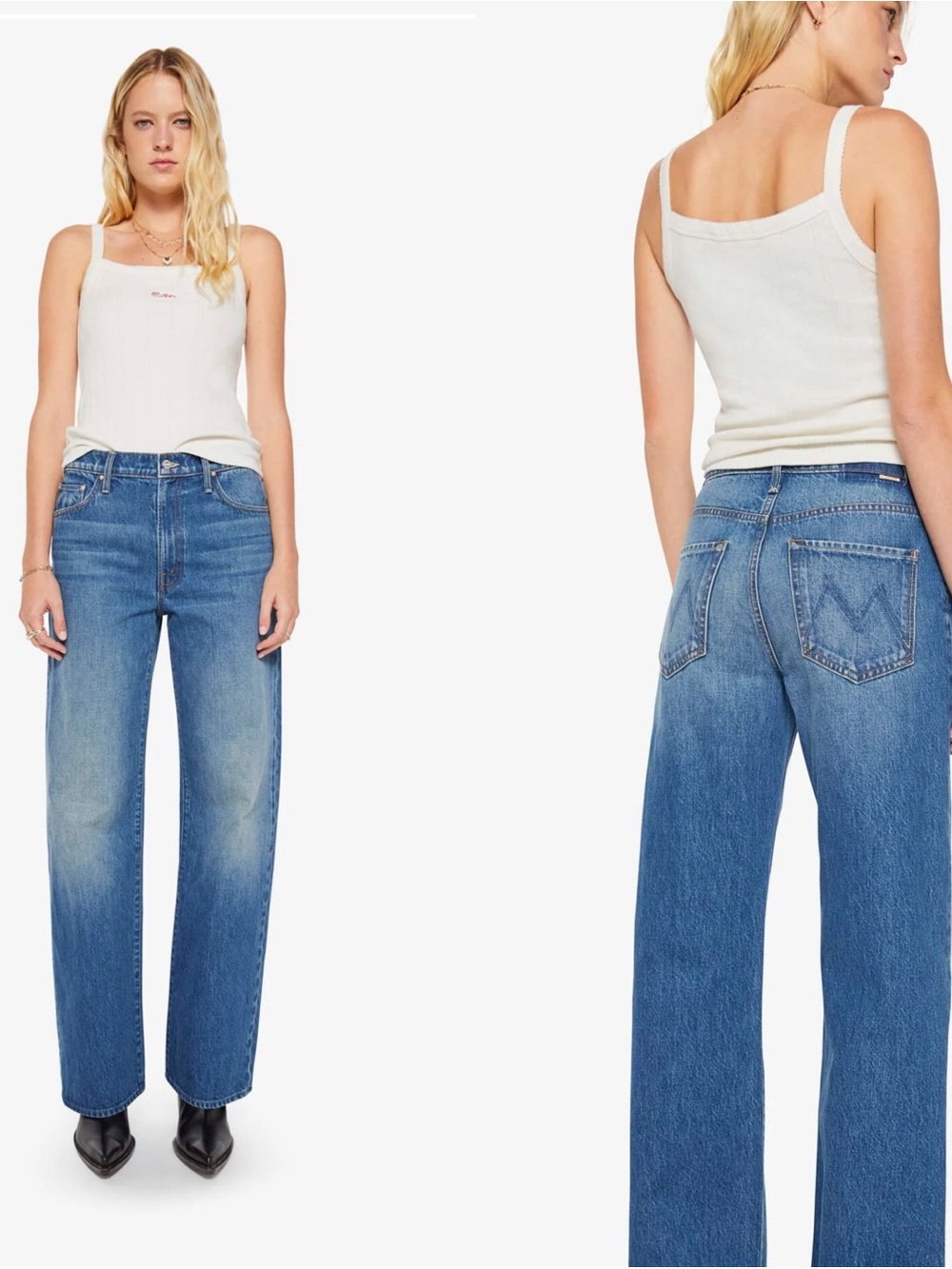 Mother The Dodger Flood Classic High -Rise Straight Leg Women Jeans - Blue